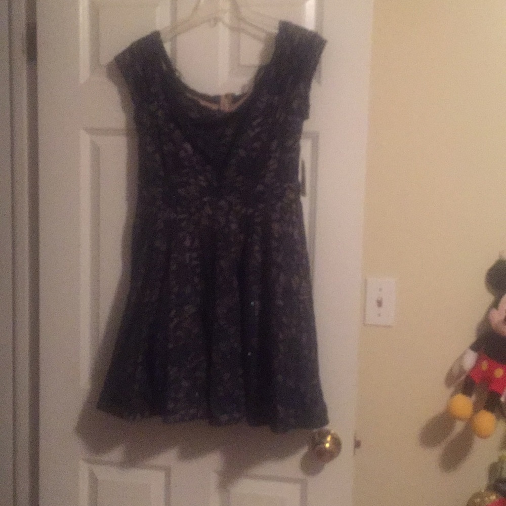 Navy blue and tan dress